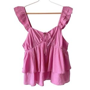 New In Pink Ruffle Tank - Size Medium